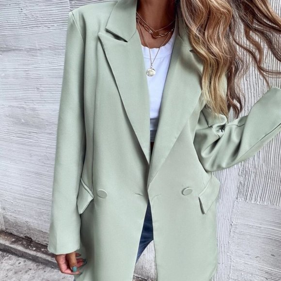 Double Button Classic Blazer GREEN - Picture 5 of 6